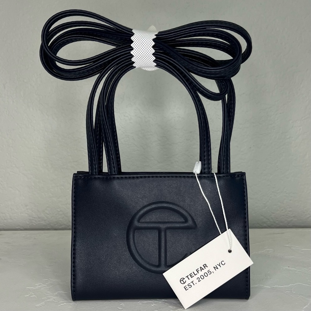 TELFAR SMALL NAVY SHOPPING BAG